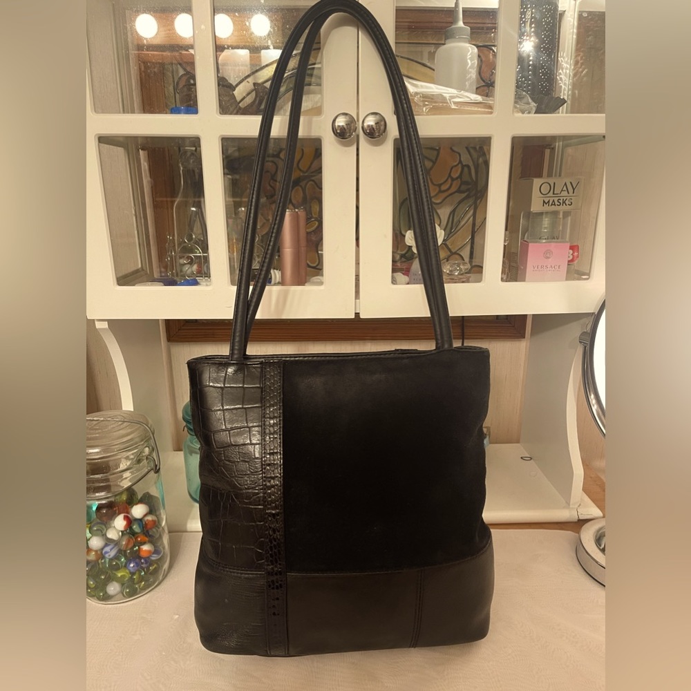 Giani Bernini Patchwork Vintage Black Leather Sho… - image 1